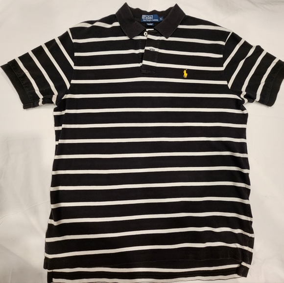 ralph lauren polo mens xl shirt black white stripes - Picture 4 of 4